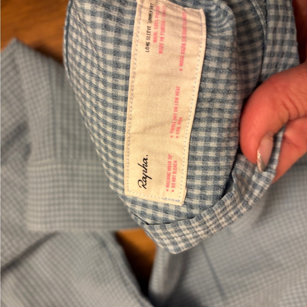 Rapha blue Gray Checkered performance Button Down… - image 7